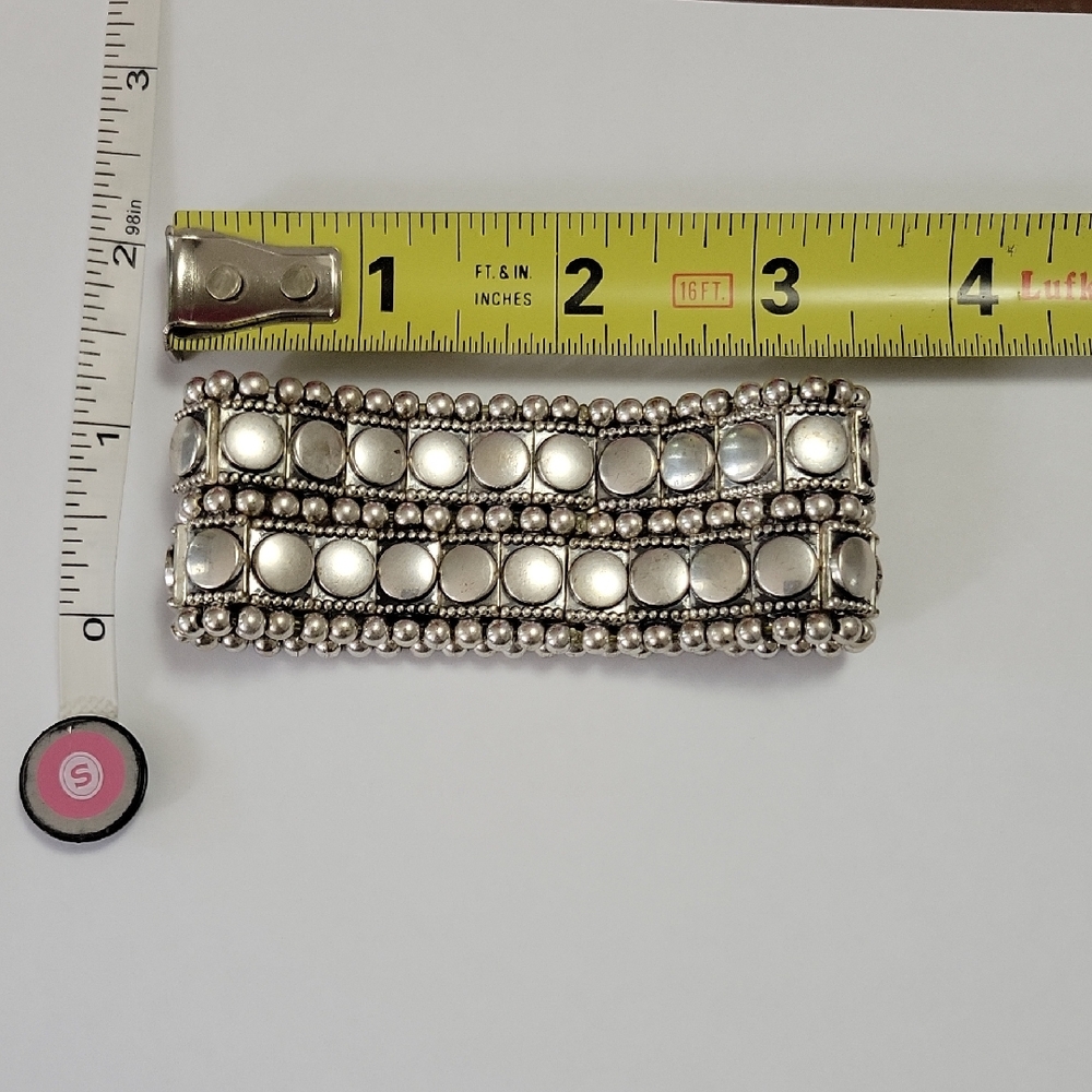 Vintage Silver Beaded Stretch Bracelet